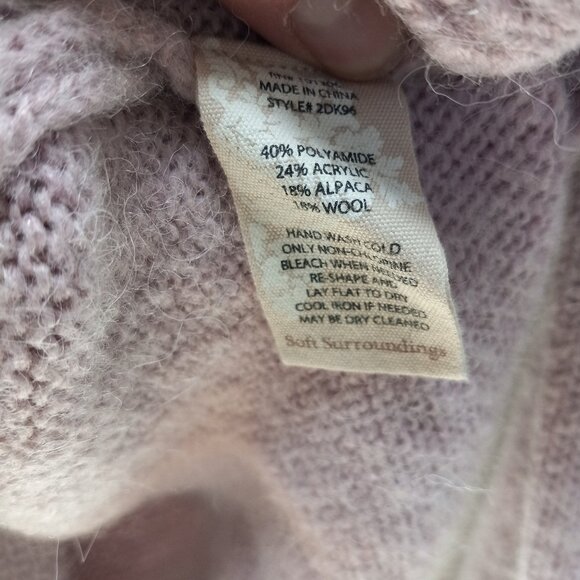 Soft Surroundings Dusty Mauve Fuzzy Knit V-Neck Sweater Sz-M (T-399) - Picture 11 of 12